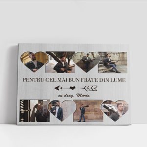 Tablou cadou personalizat frate, cu 8 poze și nume - Cel mai bun frate