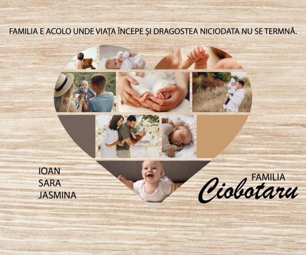 Tablou personalizat cu 9 poze și nume - Familia e acolo unde... - imagine 3