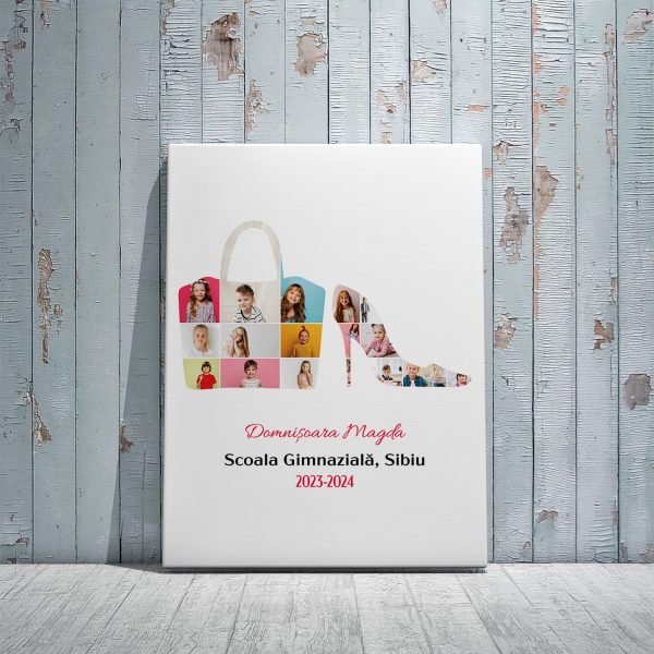 Tablou canvas personalizat cu poze, nume și text - Cadru didactic