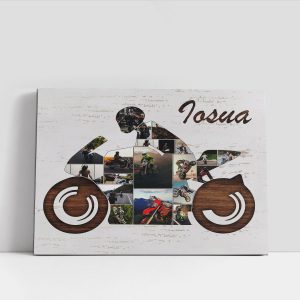 Tablou cadou motociclist, personalizat cu 20 de poze și nume