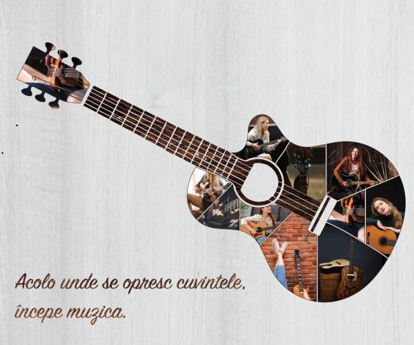 Tablou cadou chitarist, panza canvas, personalizat cu 11 poze - imagine 2