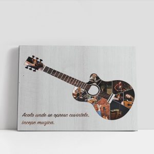 Tablou cadou chitarist, panza canvas, personalizat cu 11 poze