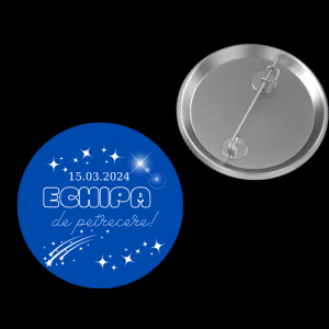 Insignă metalică personalizată cu dată - Echipa de petrecere