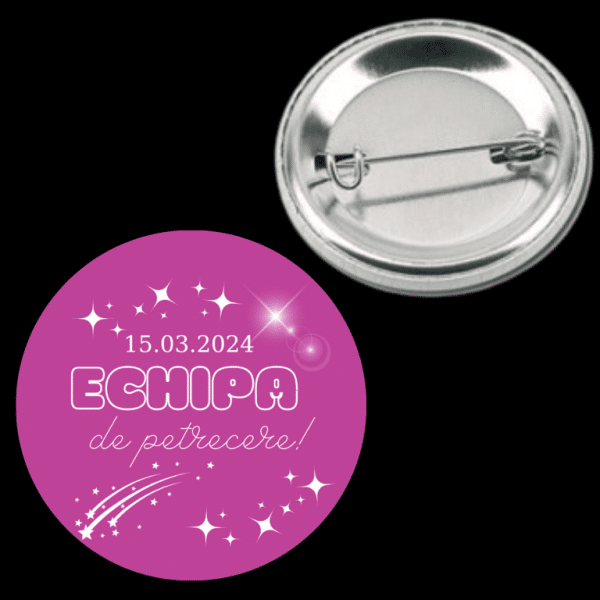 Insignă metalică personalizată cu dată - Echipa de petrecere - imagine 3