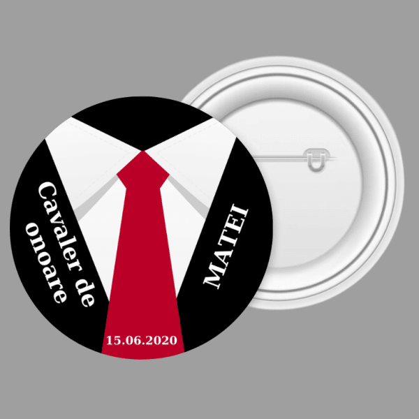 Insignă metalică personalizată cu dată și nume - Cavaler de onoare - imagine 3