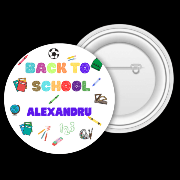 Insignă personalizată pentru copii cu nume - Back to school - imagine 3