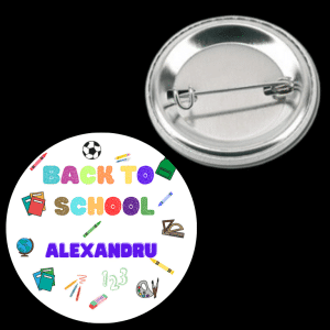 Insignă personalizată pentru copii cu nume - Back to school