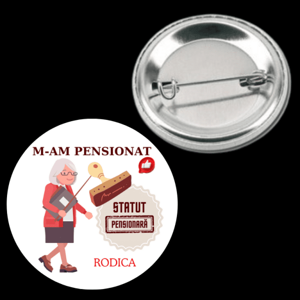 Insignă metalică personalizată cu nume - Pensionară - imagine 3