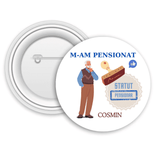 Insignă metalică personalizată cu nume - Pensionar