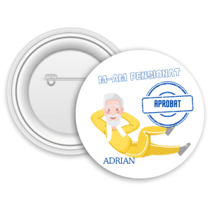Insignă metalică personalizată cu nume - M-am pensionat
