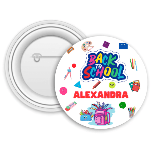 Insignă personalizată pentru copii cu nume - Back to school