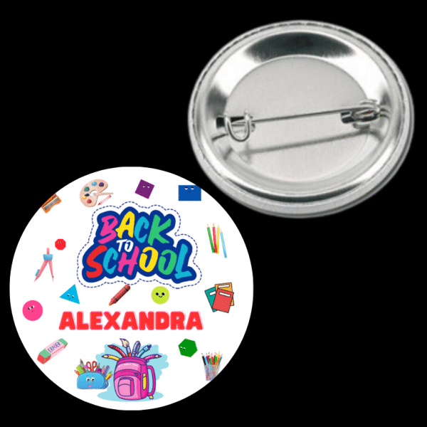 Insignă personalizată pentru copii cu nume - Back to school - imagine 3