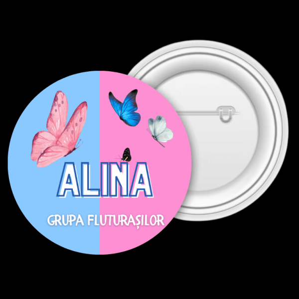 Insignă personalizată pentru copii cu nume - Grupa fluturașilor - imagine 2