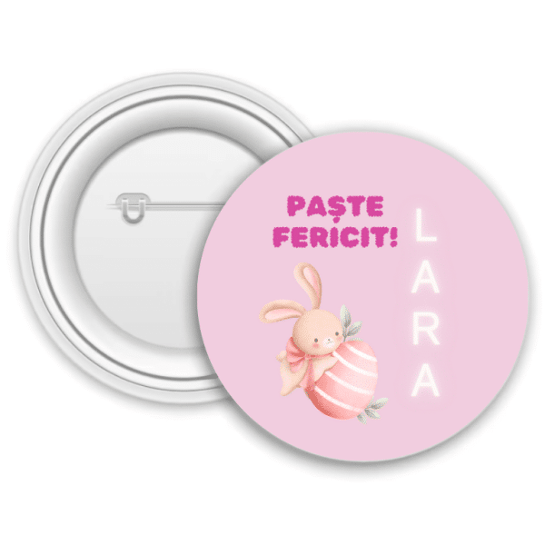 Insignă metalică personalizată cu nume - Paște fericit!