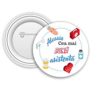 Insignă metalică personalizată cu nume - Asistentă