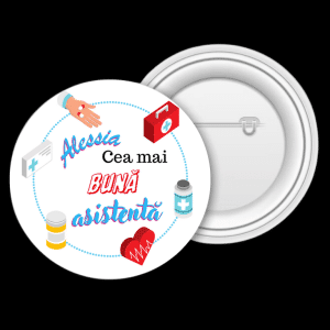 Insignă metalică personalizată cu nume - Asistentă