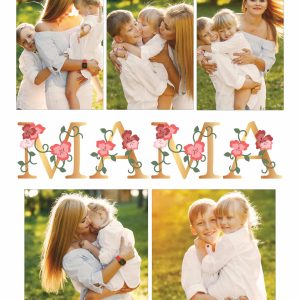 Tablou cadou pentru mama, panza canvas, personalizat cu 5 poze - MAMA
