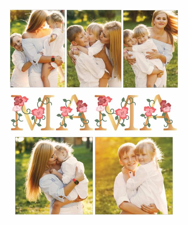 Tablou cadou pentru mama, panza canvas, personalizat cu 5 poze - MAMA - imagine 2