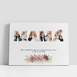 Tablou cadou pentru mame, personalizat cu 4 poze - MAMA
