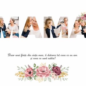 Tablou cadou pentru mame, personalizat cu 4 poze - MAMA