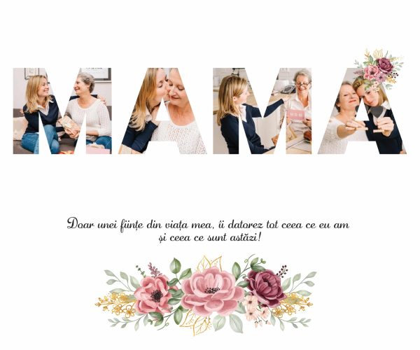 Tablou cadou pentru mame, personalizat cu 4 poze - MAMA - imagine 2