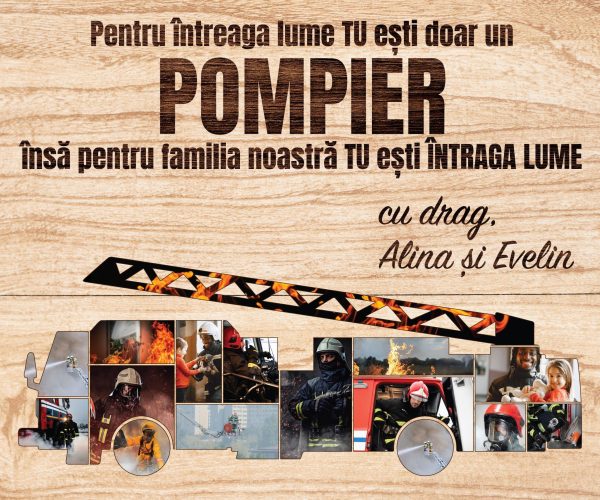 Tablou cadou pentru pompier, personalizat cu 15 poze și nume - imagine 3