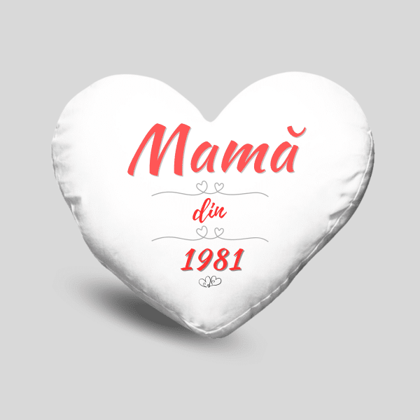 Pernă personalizată în formă de inimă cu text - Mamă