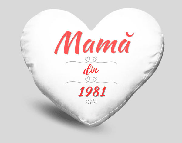 Pernă personalizată în formă de inimă cu text - Mamă - imagine 3
