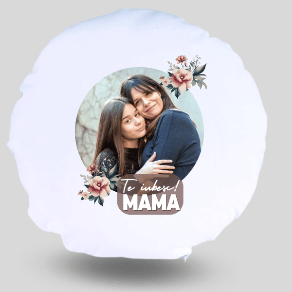 Pernă personalizată cu poză - Te iubesc, mama