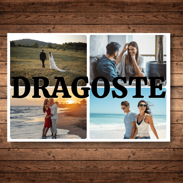 Tablou cuplu, panza canvas, personalizat cu 4 poze - DRAGOSTE - imagine 2