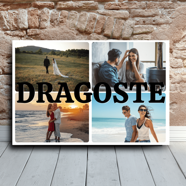 Tablou cuplu, panza canvas, personalizat cu 4 poze - DRAGOSTE