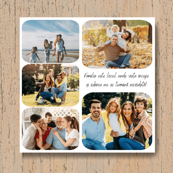 Tablou personalizat familie, cu 5 poze
