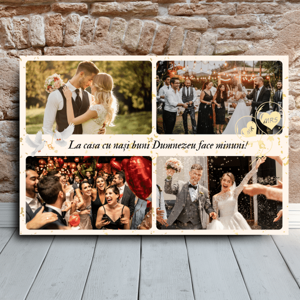 Tablou personalizat cu 4 poze pentru nași - imagine 3