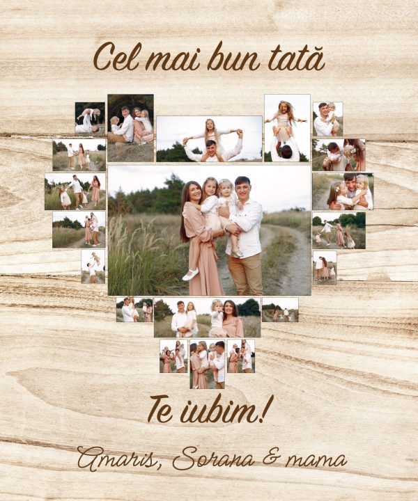 Tablou cadou pentru tata, canvas personalizat cu 20 de poze și nume - imagine 3