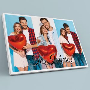Tablou canvas personalizat cu 3 poze - Te iubesc