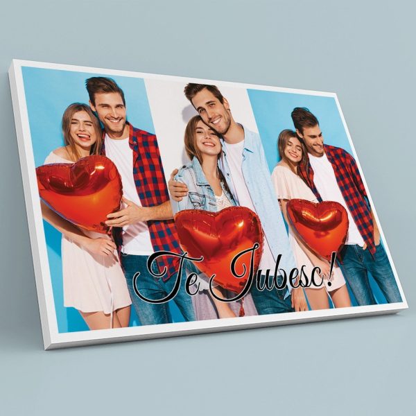 Tablou canvas personalizat cu 3 poze - Te iubesc - imagine 2